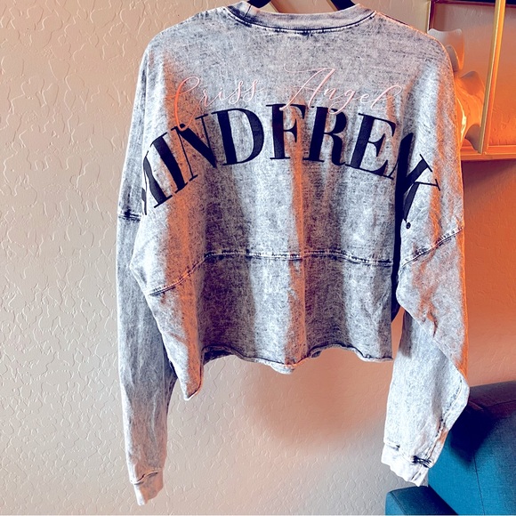 Spirit Jersey Gray Crop Crew Long Sleeve Shirt Chris Angel Mindfreak Large L - Picture 4 of 7